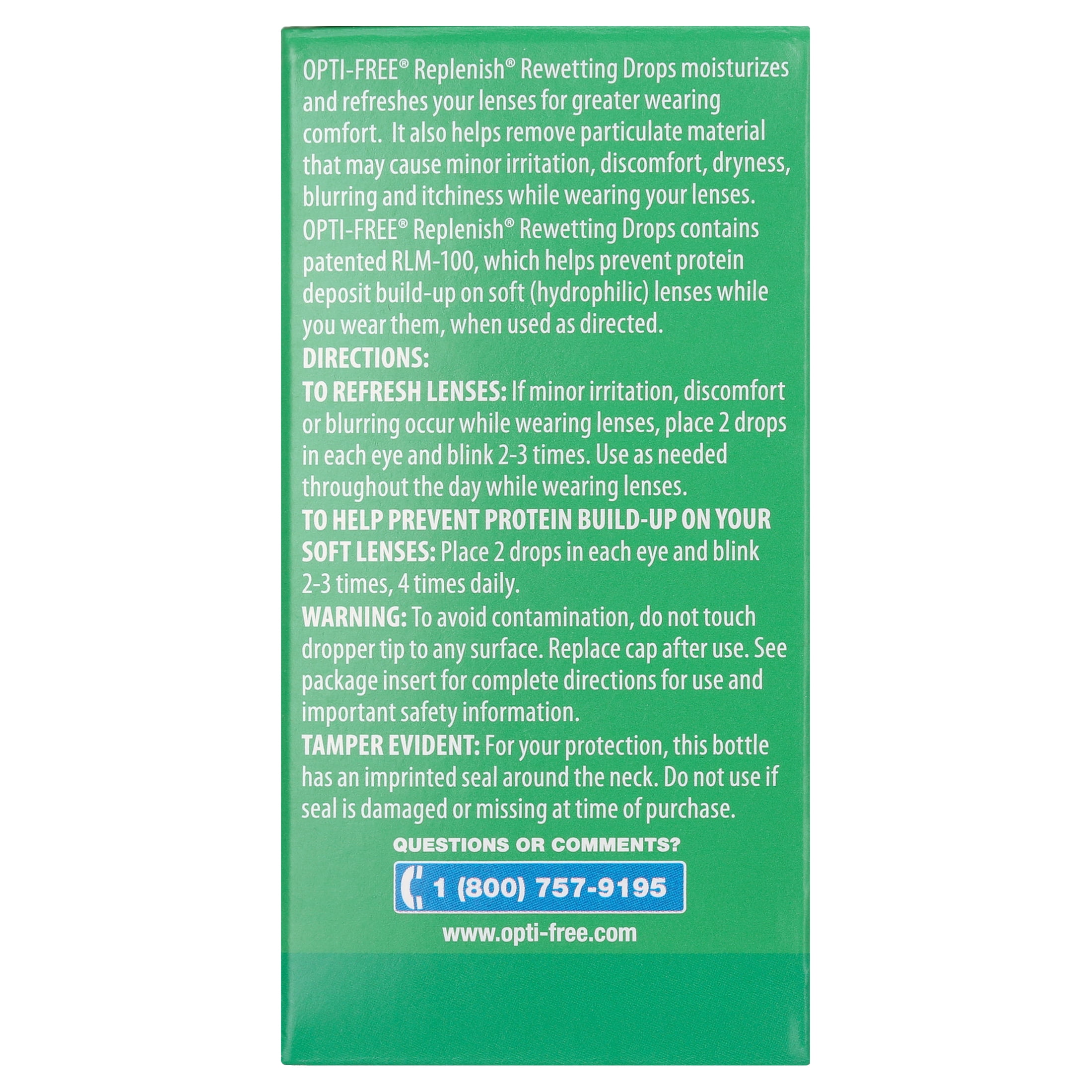 OptiFree Replenish Contact Lens Rewetting Eye Drops for Dry