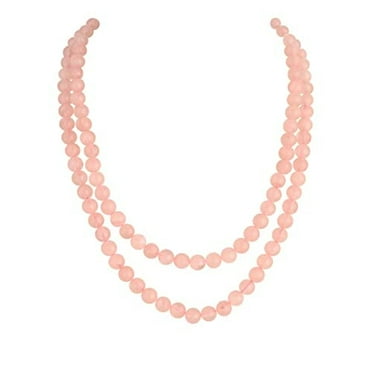 Ratnavali Jewels Light Pink Quarts Dual Strand Beads Necklace Women