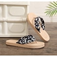 thumbnail image 6 of Women's Floral Pattern Flip Flop Slippers Casual Summer Beach Slippers Grass Weave Non Thong Sandals (Black 7), 6 of 8