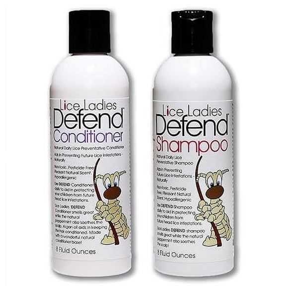 Lice Ladies Kids Lice Prevention Shampoo & Conditioner Set: Daily Defense Against Lice & Super Lice; Natural, Non-Toxic Formula; Professional-Grade Lice Away; Safe for Daily Use; 8oz Two Bottle Set