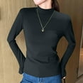 thumbnail image 2 of Vinsonshop Womens Thermal Shirts Long Sleeve Mock Neck Fleece Lined Slim Fit Base Layer Undershirts Winter Tops Black XXL, 2 of 4