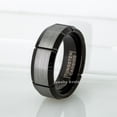 thumbnail image 3 of 2-Tone Tungsten Ring - 8mm Brushed Black IP Comfort Fit Grooved Tungsten Carbide Wedding Band, 3 of 5