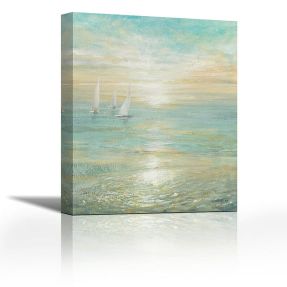 Sunrise Sailboats I - Contemporary Fine Art Giclee on Canvas Gallery Wrap - wall décor - Art painting - 12 x 15 Inch - Ready to Hang