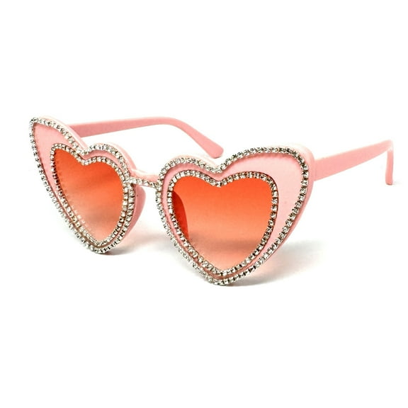 Costume Cosplay Masquerade Halloween Disco Party Pink Rhinestone Heart Sunglasses