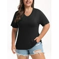 thumbnail image 2 of DreamFish Women's Plus Size Tops V Neck T Shirts Summer Short Sleeve Oversized Tees Casual Loose Fit Tunic, 2 of 5