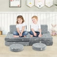 thumbnail image 2 of Gymax Canapé Modulable pour Enfants Phosphorescent avec Housses en Flanelle Lavables à la Machine Gris, 2 of 9