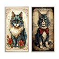 thumbnail image 2 of Designart "Illustration Vintage Chat Bleu avec Roses Rouges" Animaux Chat Art Mural Encadré Ensemble de 2 - Art pour Enfants Art Mural Encadré Bleu Ensemble de 2, 2 of 6