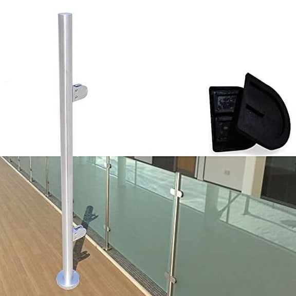 Glass Railing Post 43In Glass Balustrade Post 304 Stainless Steel Balustrade with Clips for Stairs Pool Fence Indoor Outdoor Handrail - End Post