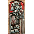 thumbnail image 3 of Old Biker Lives Here Metal Thermometer, 3 of 5
