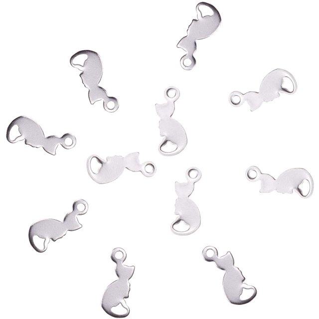 20 Pcs Breloques Minuscules Double Face en Acier Inoxydable 304 Chat Animal de Compagnie Petits Pendentifs pour Fabrication de Bijoux Boucles d'Oreilles Collier Bracelet Bricolage Artisanat - 13x5.5mm