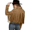 thumbnail image 6 of Clearance 2024!Plus Size Coat Ladies Fashion Solid Color Fringe Faux Suede Leather Jacket Fashion Fringe Motorcycle Cropped Jacket, 6 of 8