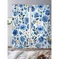 thumbnail image 2 of Blue Floral Spring Sheer Curtains 108 Inch Length 2 Panels Set, Farmhouse Botanical Summer Voile Window Treatment Semi Sheer Long Curtains Drapes for Bedroom/Living Room/Kitchen 52"x108"x2, 2 of 7