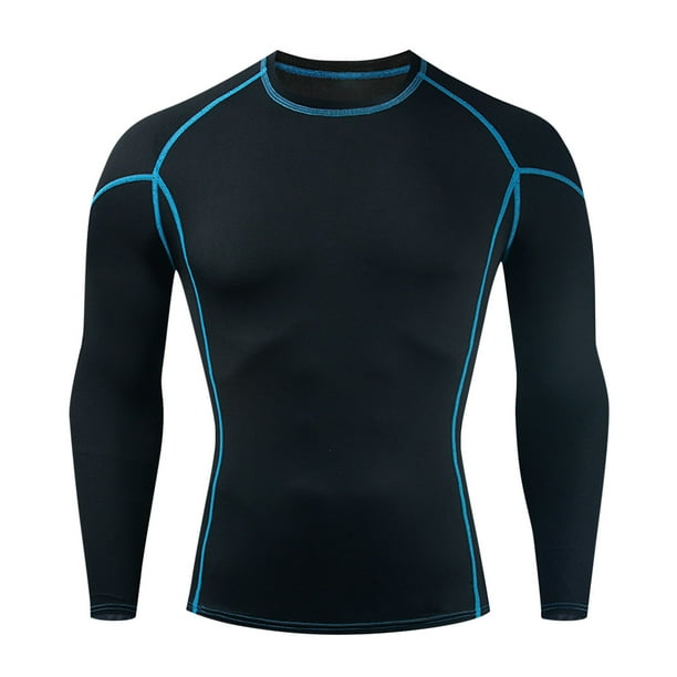 Blusas y camisas de manga larga con cuello redondo para hombre, de color liso, ajustadas, de alta resistencia, con cuello redondo, blusas de licra para hombre