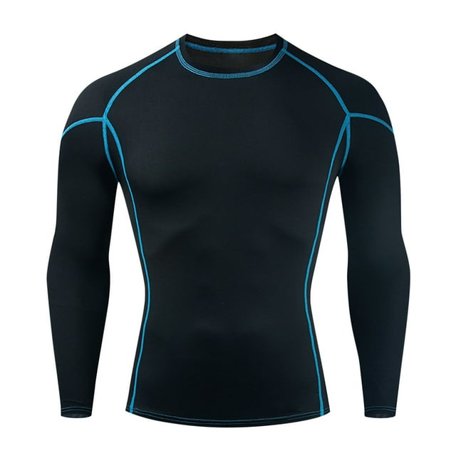 RXIRUCGD T-Shirt à Col Rond pour Hommes, Couleur Unie, Exercice, Haute Résilience, Bleu, Taille : m