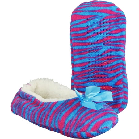 zebra print slippers womens ballet style cozy plush house shoes