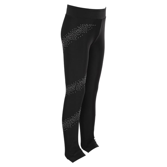 Yanarno Kids Girls Rhinestones Ice Figure Skating Training Tights Pants Gymnastics Leggings Trousers Black 12