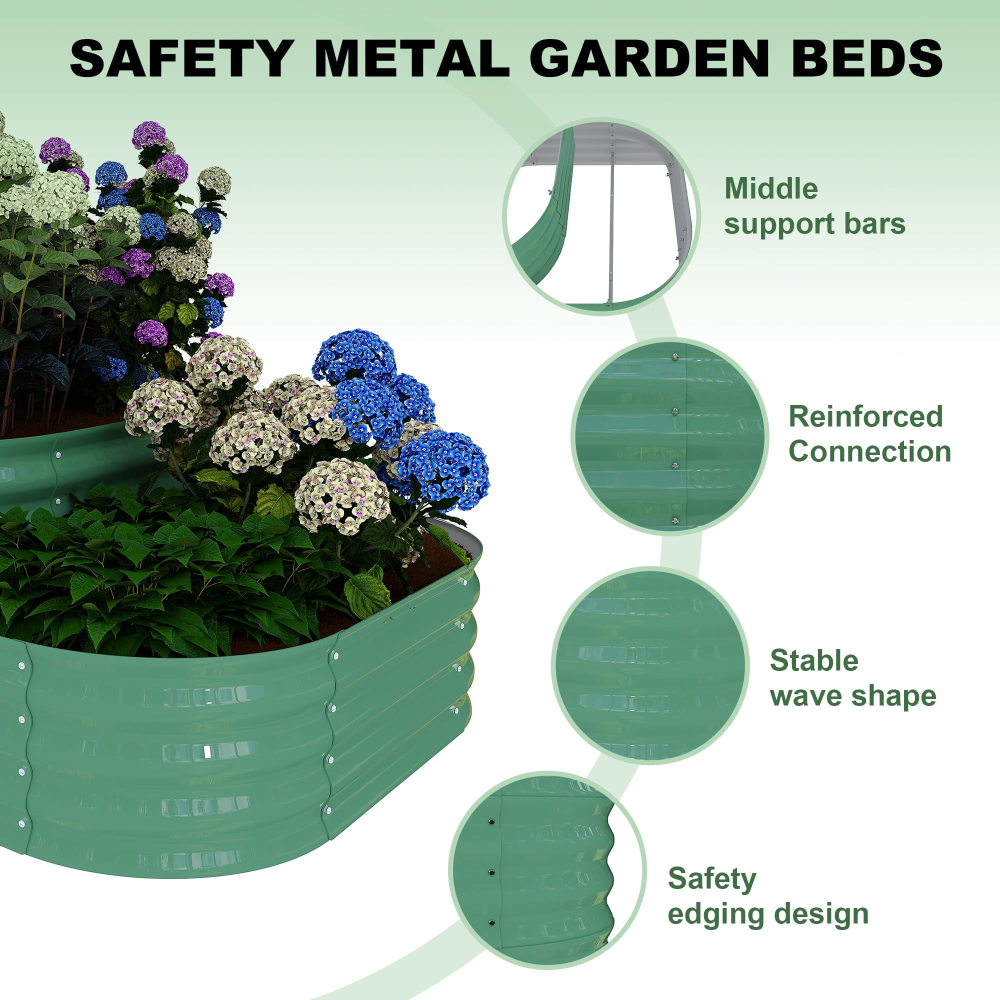 Towallmark Galvanized Raised Garden Bed Kit, Galvanized Planter Raised Garden Boxes Outdoor, Oval Metal Raised Garden Beds for Vegetables