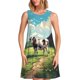 thumbnail image 1 of Balery Prairie Pasture Cow Vestidos de verano para mujer con estampado: vestido holgado sin mangas, vestido playero informal y cómodo para días calurosos., 1 of 7