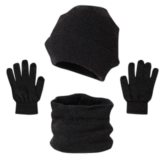 2Sets Womens Satin Lined Beanie Hat Gloves Set Knit Slouchy  display picture 3