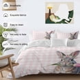 thumbnail image 5 of Easter Rabbit Twin Size Comforter Set, Grey Rabbit Biting A Pink Tulip Floral Pink Plaid Bedding for All Seasons, 4 Pcs Bed Set, 1 Quiltcover (68"x86") ,1Sheet(67"x116"), 2Pillowcases (30"x20"), 5 of 9