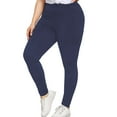 thumbnail image 3 of Plus Size Women's High Waist Yoga Pants Solid Color Workout Fitness Training Exercise Leggings, 3 of 7