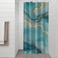 thumbnail image 2 of Blue Gold Marble Pattern Shower Curtain 36"x72" ,Bathroom Decorative Shower Curtains Set with 12 Hooks,Modern Waterproof Washable Shower Curtain, 2 of 6