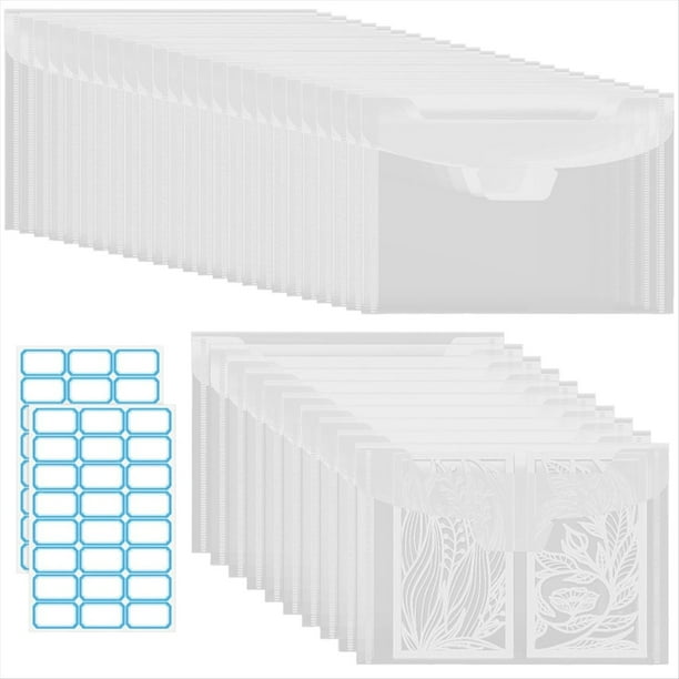 35 Sobres Transparentes para Sellos y Troqueles, Troqueles para Guardar Álbumes de Recortes, Tarjetas y Plantillas.