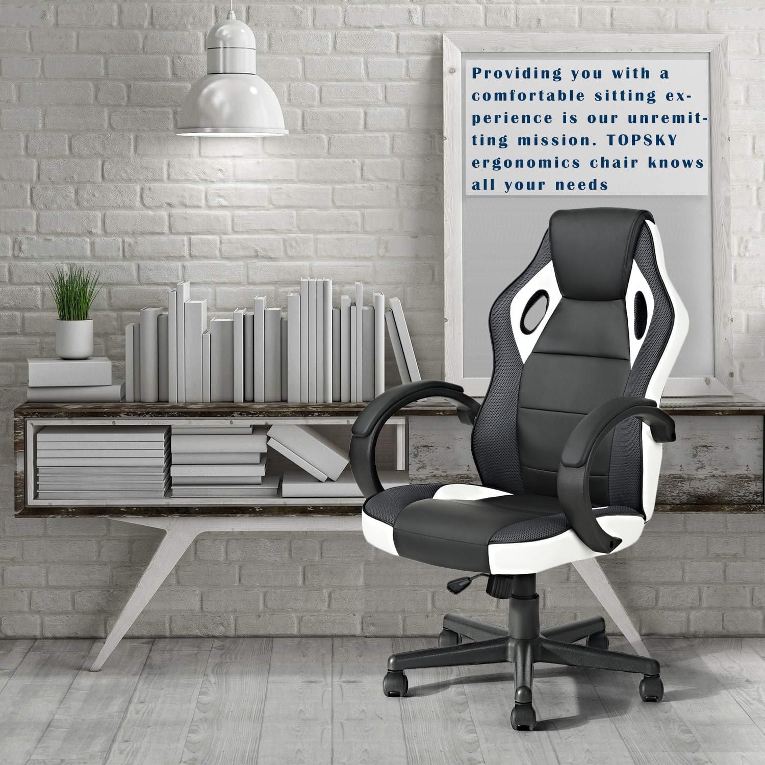Homylin PU Leather Gaming Chair Desk High Back Swivel Rolling Racing Chairs Executive Desk Chair Adjustable Video Gaming Chairs