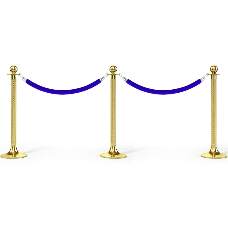Uxcell Stanchion Rope 1.5m/5ft Twisted Barrier Rope with Snap Hooks for Queue Crowd Control, Blue Silver 2 Pack, Men's, Blue/Silver