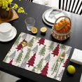 thumbnail image 3 of Multicolor Christmas Tree Pattern Summer Placemats Table Placemats Set Of 6-Linen Kitchen Washable Placemats Table Mats 11.8"x17.7" Non-Slip Heat Resistant, 3 of 5