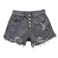 thumbnail image 1 of Women's Shorts Jeans - Beach Vacation Fashion Set, Distressed Design - Comfortable Denim, Versatile for Various Occasions, 1 of 4