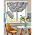 thumbnail image 3 of Grey White Boho Sheer Waterfall Valance Curtains for Window, Vintage Ethnic Tribe Abstract Art Rod Pocket Sheer Topper Swag Curtains for Living Room, Kitchen 38.5"W x 47.2"L, 3 Panels, 3 of 7