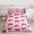 thumbnail image 2 of Homewish Girl Lovely Bowtie Queen Comforter Set,Cartoon Ribbon Bow Bedding Sets,Princess Pink Bedding Comforter Set For Kids,Ultra Soft Home Decor Reversible,3 Pieces, 2 of 8