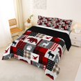 thumbnail image 2 of Erosebridal Boys Jungle Animal Bears Deers Mallard Duck Full Size Comforter Sets 3 Pieces,Geometric Plaid Bedding Sets For Teens,Black Red,Black Reversible, 2 of 6
