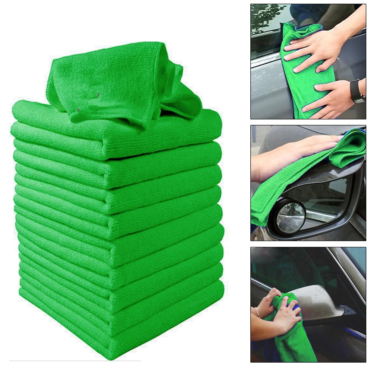 1//10Pcs Green Micro Fiber Auto Car Detailing Cleaning S0U4 Towel Cloth Soft W4O2