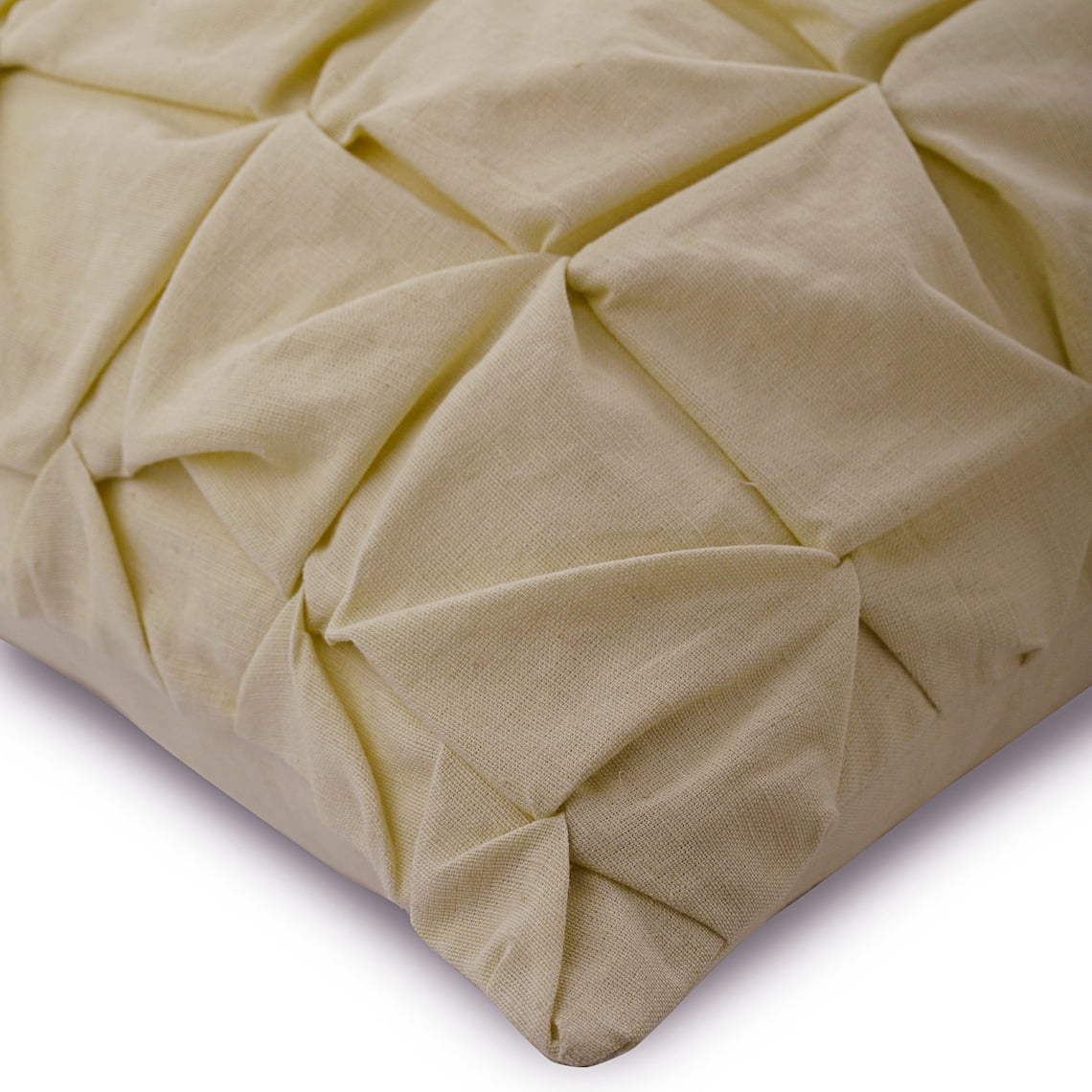 22x22 inch (55x55 cm) Cushion Cover, Ecru Pillow Cover, Knotted Pintucks Throw Pillow Cover, Cotton Linen Square Pillowcases, Checkered, Contemporary, Solid - I Heart Linen