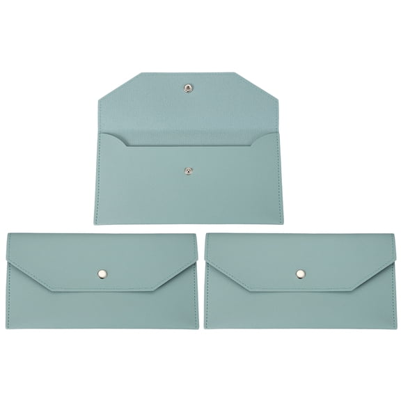 Uxcell 2 Pack Cash Envelope Wallet, Budget Cash Holder Reusable Money Bag Pouch Leather Money Organizer Pouch for Men Women Receipt Check Bill Travel Graduation Holidays, Light Blue