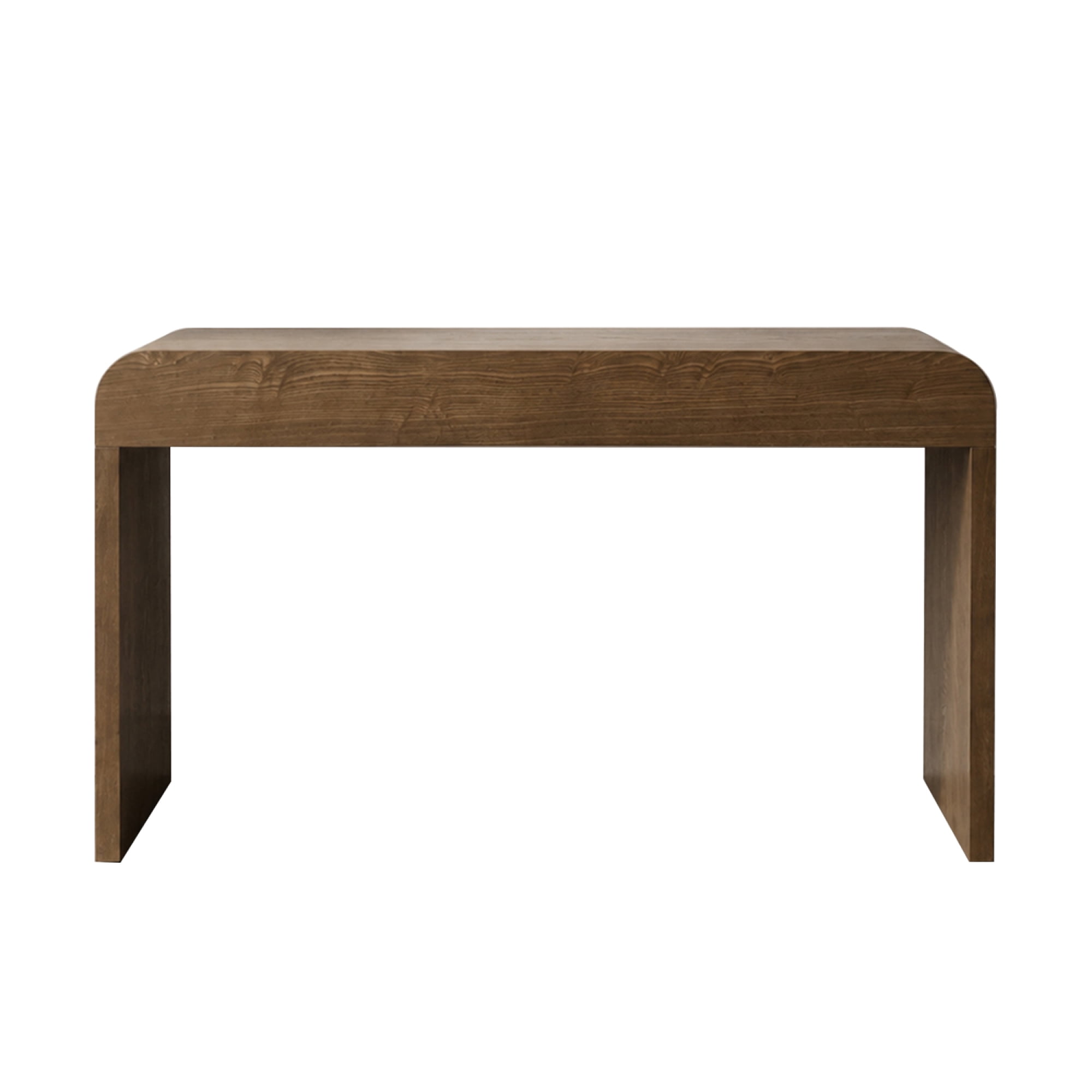 Leumius Curved Side Table with 3-Drawer, Entryway Sofa Table with Gold Pull Handles, Storage Accent Table for Living Room Hallway Foyer Dark Brown