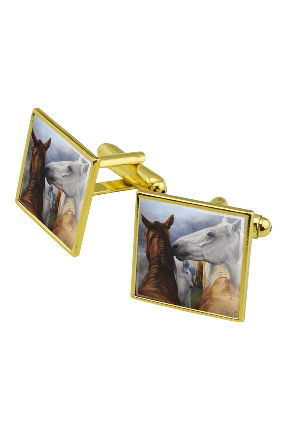 Horse Support Group Square Cufflink Set - Silver or Gold