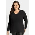 thumbnail image 3 of CASSIE LIZ Plus Size Tops Long Sleeve Fall Womens Shirts Fashion V Neck Solid Tunics Loose Fit Winter Blouses Casual Slit Hem Pullover (XL-5XL), 3 of 9