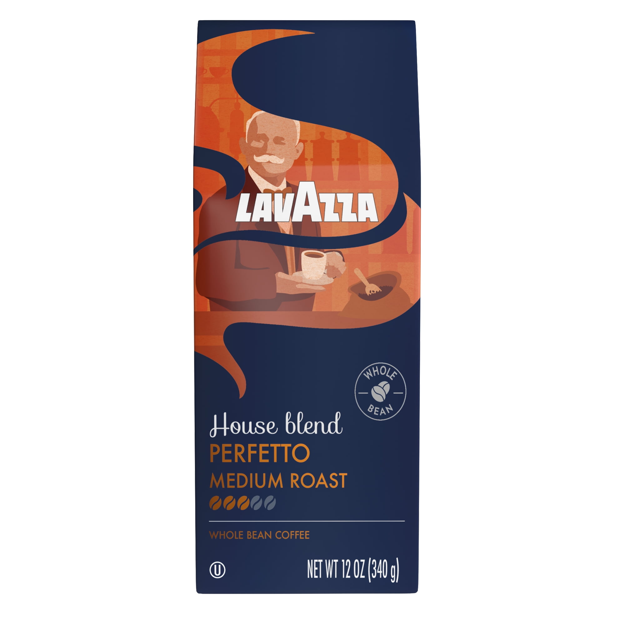 Lavazza House Blend Perfetto, Medium Roast, 100% Arabica, 12 oz Bag (Pack of 6), Whole Bean Coffee