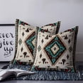 thumbnail image 3 of Red Teal Brown Southwestern Throw Pillow Covers, Soft Pillowcases with Invisible Zipper, Ethnic Geometric Boho Retro Square Pillow Cushion Covers for Living Room Couch Sofa Bed 18x18 Inches, 3 of 8