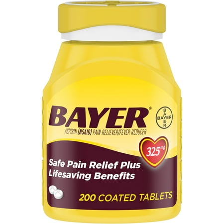 Genuine Bayer Aspirin Pain Reliever / Fever Reducer 325mg Coated Tablets, 200 (The Best Pain Reliever For Back Pain)