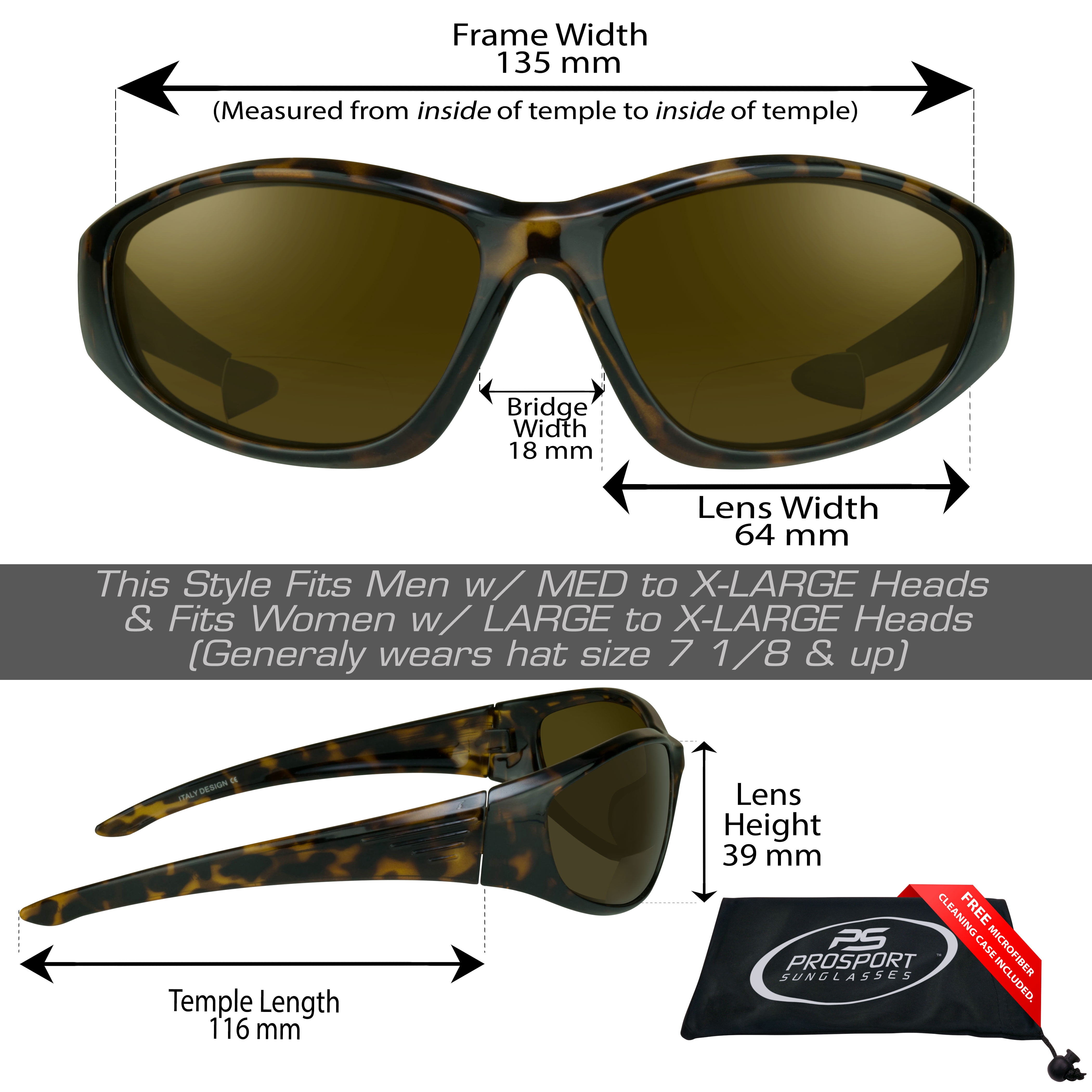 proSPORT Polarized Bifocal Reading Sunglass Reader Sport Full Wrap Anti-Glare Unisex Adult