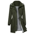 thumbnail image 6 of YDFCWXW Long Rain Coat for Women Packable Rain Jacket Womens Waterproof Raincoat Lightweight Hooded Windbreaker Trench Coat Green, L, 6 of 8