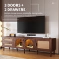 thumbnail image 5 of PAPROOS TV Stand for 75 Inch TV, Rattan TV Cabinet with LED Light, Media Television Console with 3 Storage Cabinets and 2 Drawers, Living Room Entertainment Center for 70-80 Inches TV, Dark Brown, 5 of 10