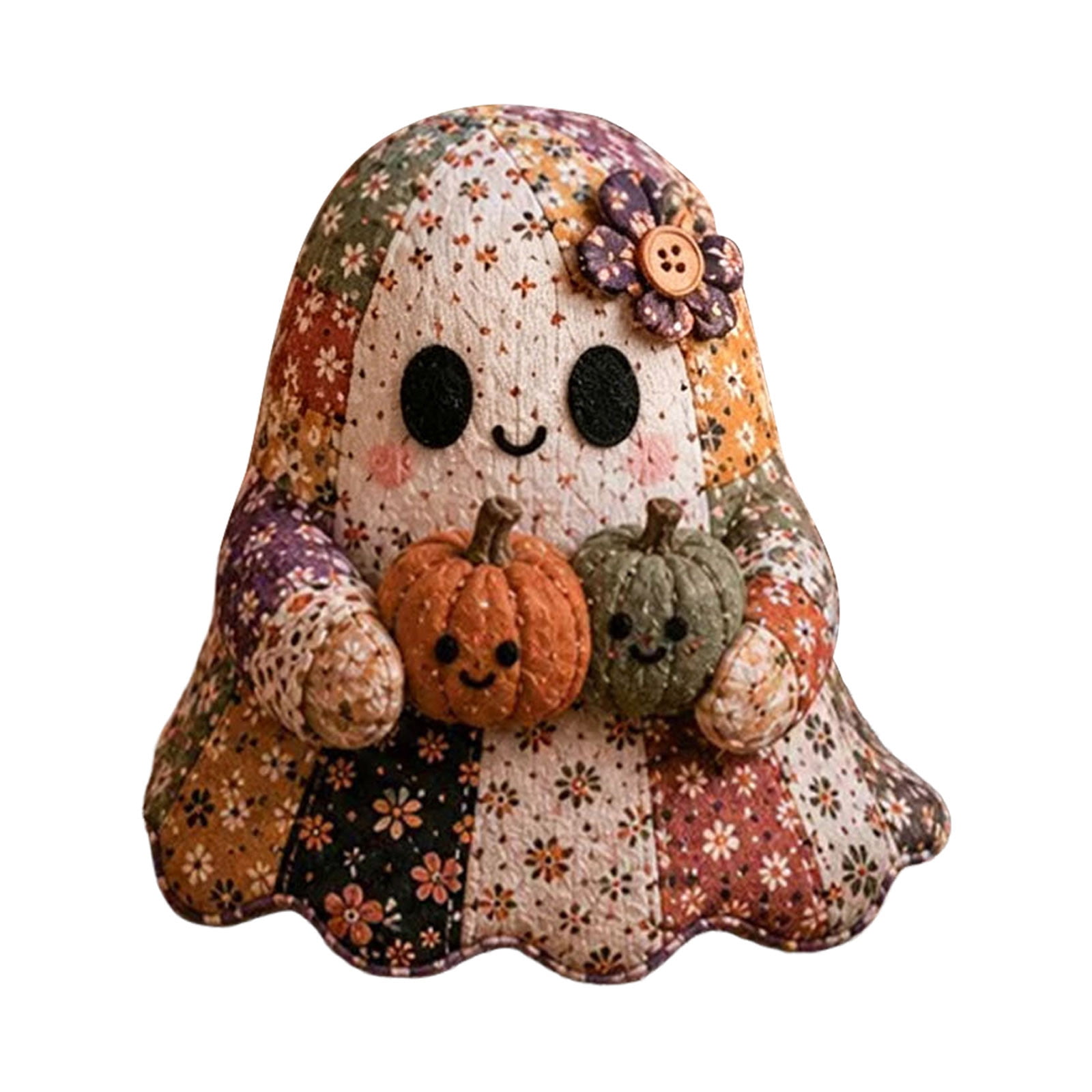 DIY Halloween Patchwork Ghost Sewing Kit 5.9 Cute Fabric Craft Set with Pre-Cut Materials and Stuffing Handmade Fall Decoration Project for Adults