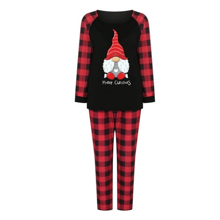 

AnuirheiH Parent-child Pjs Attire Christmas Suits Patchwork Plaid Printed Homewear Round Neck Long Sleeve Pajamas Two-piece Mom Sets Sale Clearance