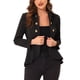 thumbnail image 1 of BLAZER GÓTICO PEPLUM DE MUJER CON CUELLO CAÍDO Y HEM ALTO-BAJO ABIERTO 3XL NEGRO, 1 of 7