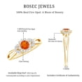 thumbnail image 5 of Rosec Jewels Fire Opal Flower Engagement Ring with Diamond for Women, 18K Yellow Gold, US 10.50, 5 of 9